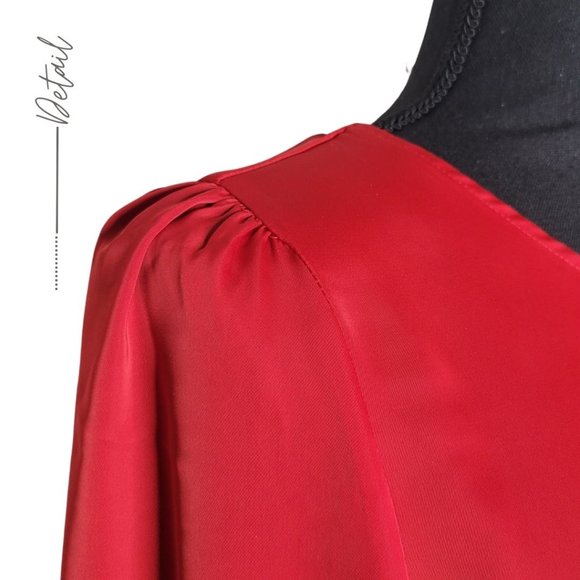 COPY - WOMEN'S SATIN ELEGANT OCCASION CHERRY RED MAXI DRESS ASYMMETRICAL - Picture 7 of 11